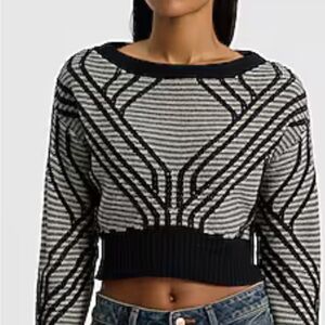 Express Black and Gray Patterned Sweater